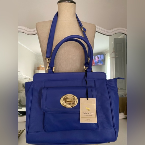 🦊 Emma Fox Electric Blue leather satchel - Picture 2 of 7